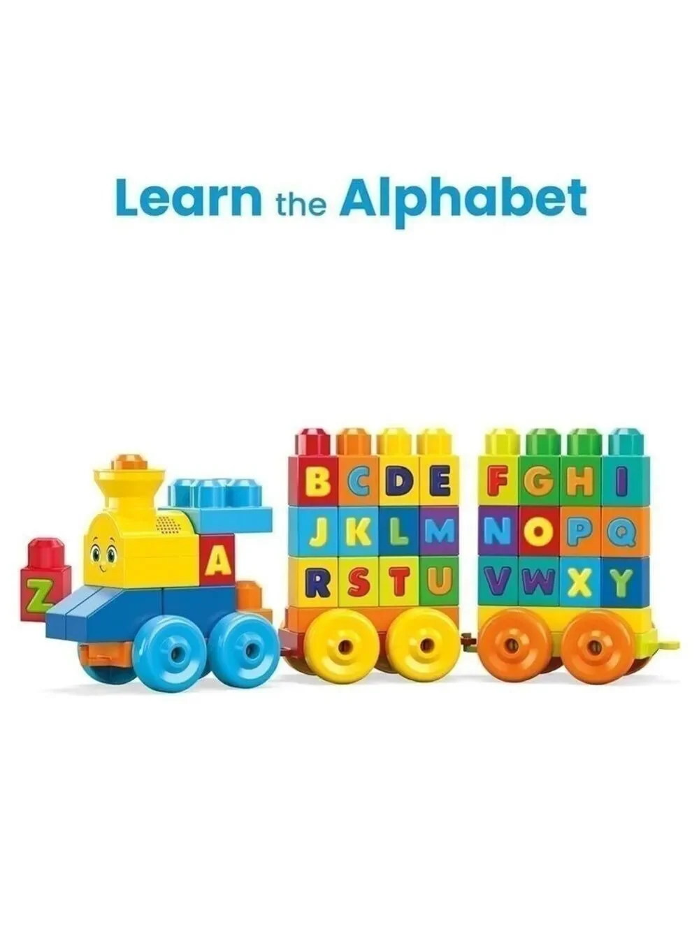 Mega Bloks First Builders ABC Musical Train 100+ Pieces Big Building Blocks Toy